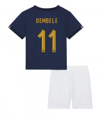 Francja Ousmane Dembele #11 Koszulka Podstawowych Dziecięca MŚ 2022 Krótki Rękaw (+ Krótkie spodenki)